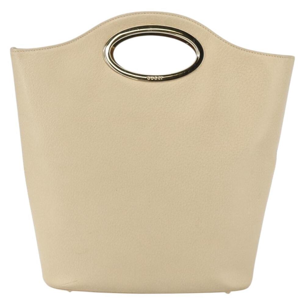 GUCCI Hand Bag Leather Beige Gold 000 1013 0556 Auth 151437 - Picture 2 of 16